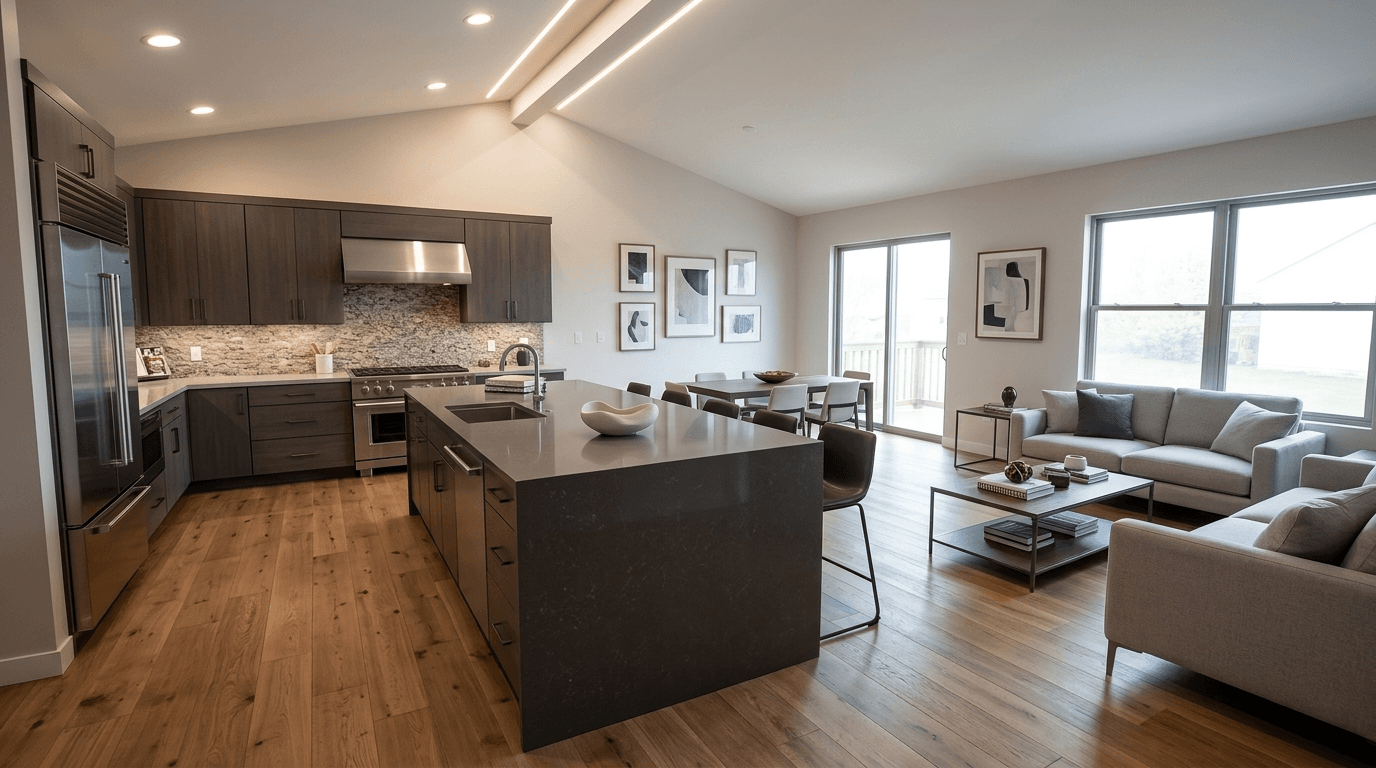 Luxury kitchen flooring and backsplash project